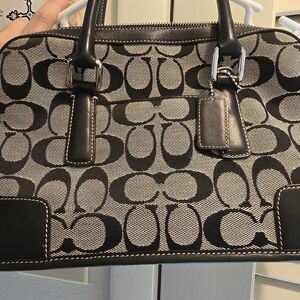 Coach Monogram Black and Cream Satchel